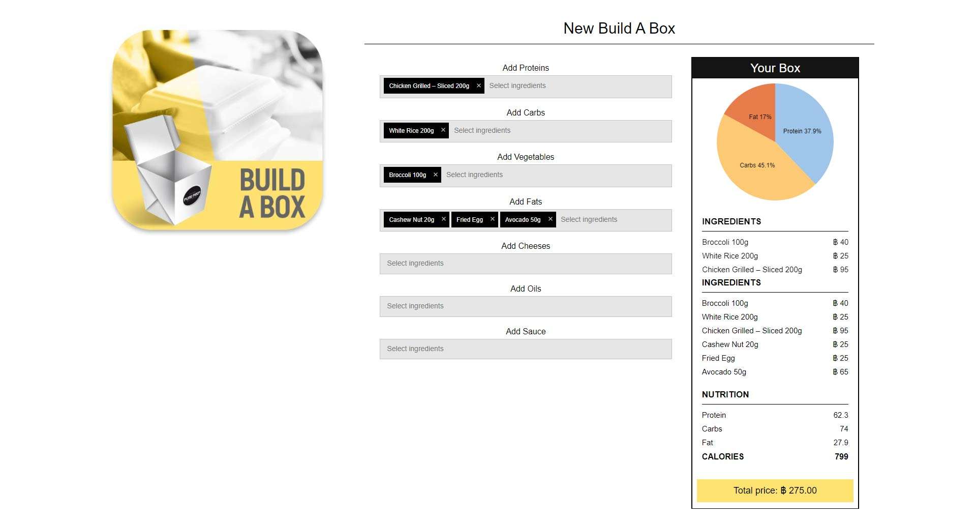 Nutritional Calculator For A Food Prep Website | Created By Fusion Graphics Phuket